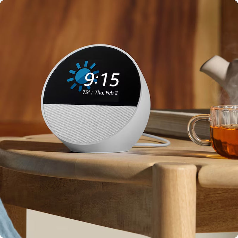 Echo Spot (2024 Release), Smart Alarm Clock with Vibrant Sound and Alexa - Ocean Blue