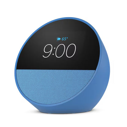 Echo Spot (2024 Release), Smart Alarm Clock with Vibrant Sound and Alexa - Ocean Blue