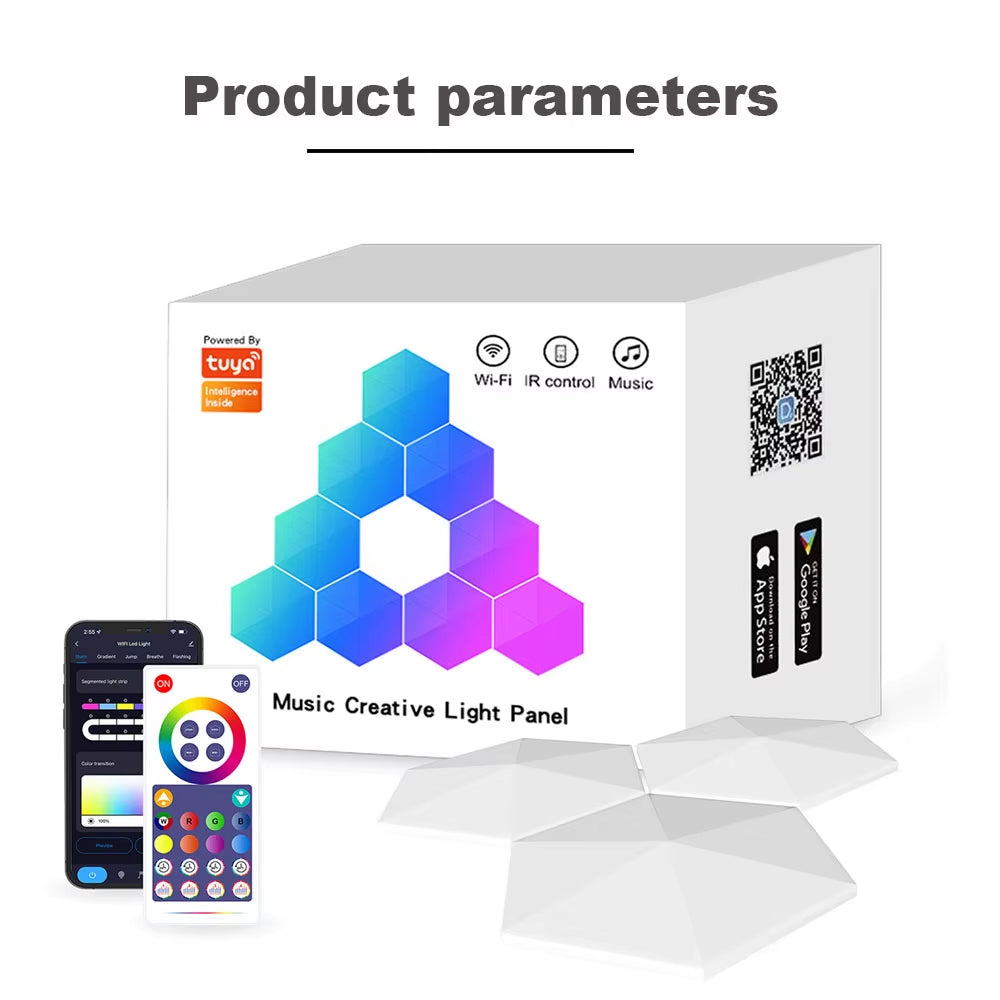 Tuya Smart Wifi Bluetooth RGB LED Hexagon Quantum Night Light Indoor Wall Light for Game Bedroom Decoration Atmosphere Lamps