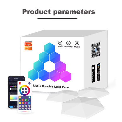 Tuya Smart Wifi Bluetooth RGB LED Hexagon Quantum Night Light Indoor Wall Light for Game Bedroom Decoration Atmosphere Lamps